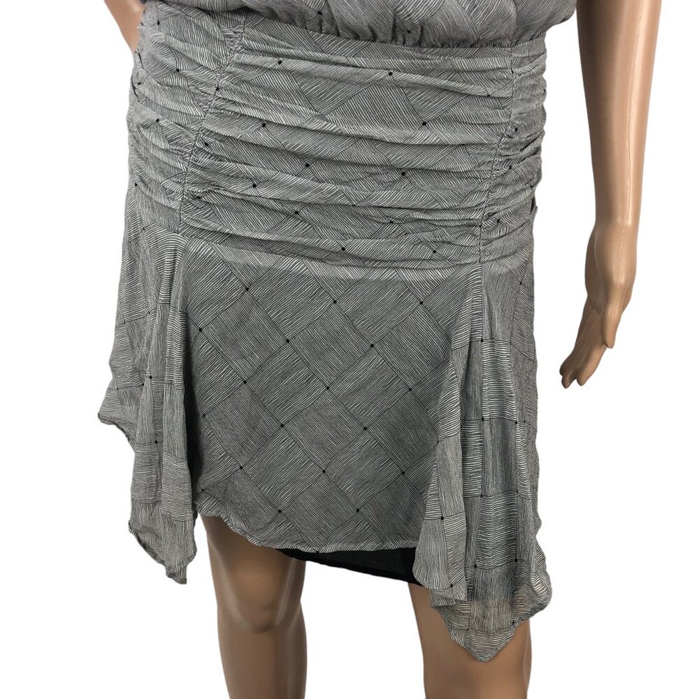 Krisa‎ Revolve Ruched Drop Waist Ruffle Mini Dress Size S Party Retro Preppy - Picture 3 of 9